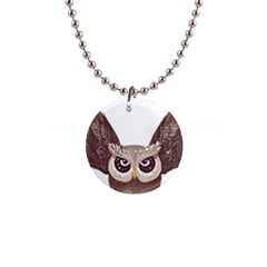 Owl Bird Feathers 1  Button Necklace by Sarkoni