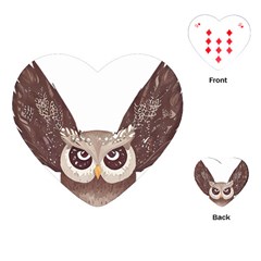 Owl Bird Feathers Playing Cards Single Design (heart)