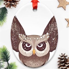 Owl Bird Feathers Oval Ornament (two Sides)