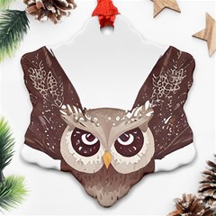 Owl Bird Feathers Ornament (snowflake) by Sarkoni