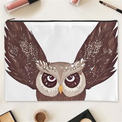 Owl Bird Feathers Cosmetic Bag (xxxl) by Sarkoni