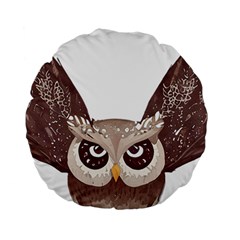 Owl Bird Feathers Standard 15  Premium Round Cushions by Sarkoni