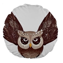 Owl Bird Feathers Large 18  Premium Flano Round Cushions by Sarkoni