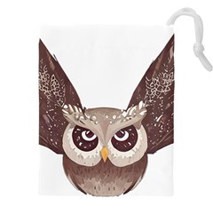 Owl Bird Feathers Drawstring Pouch (5xl) by Sarkoni