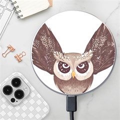 Owl Bird Feathers Wireless Fast Charger(white) by Sarkoni