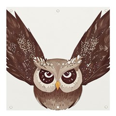 Owl Bird Feathers Banner And Sign 4  X 4  by Sarkoni