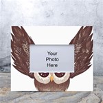 Owl Bird Feathers White Tabletop Photo Frame 4 x6  Front