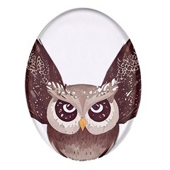 Owl Bird Feathers Oval Glass Fridge Magnet (4 Pack) by Sarkoni