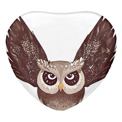 Owl Bird Feathers Heart Glass Fridge Magnet (4 Pack) by Sarkoni