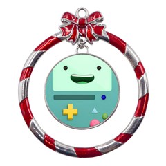 Bmo Adventure Time Metal Red Ribbon Round Ornament by Bedest