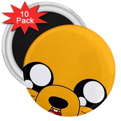 Adventure Time Cartoon Face Funny Happy Toon 3  Magnets (10 Pack)  by Bedest