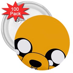 Adventure Time Cartoon Face Funny Happy Toon 3  Buttons (100 Pack)  by Bedest