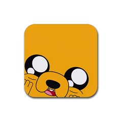 Adventure Time Cartoon Face Funny Happy Toon Rubber Coaster (square) by Bedest