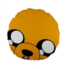 Adventure Time Cartoon Face Funny Happy Toon Standard 15  Premium Round Cushions by Bedest