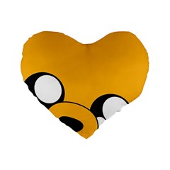 Adventure Time Cartoon Face Funny Happy Toon Standard 16  Premium Flano Heart Shape Cushions by Bedest