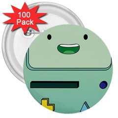 Adventure Time Bmo Beemo Green 3  Buttons (100 Pack)  by Bedest