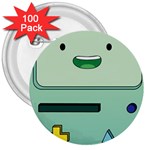 Adventure Time Bmo Beemo Green 3  Buttons (100 pack)  Front