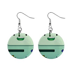 Adventure Time Bmo Beemo Green Mini Button Earrings by Bedest