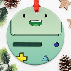 Adventure Time Bmo Beemo Green Round Ornament (two Sides) by Bedest