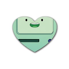 Adventure Time Bmo Beemo Green Rubber Coaster (heart) by Bedest