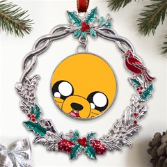 Adventure Time Cartoon Face Funny Happy Toon Metal X mas Wreath Holly Leaf Ornament by Bedest