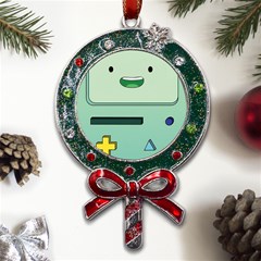 Adventure Time Bmo Beemo Green Metal X mas Lollipop With Crystal Ornament by Bedest