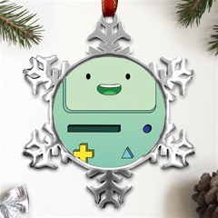 Adventure Time Bmo Beemo Green Metal Small Snowflake Ornament by Bedest