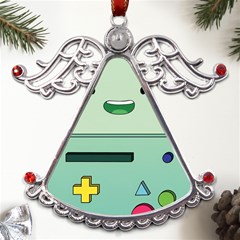 Adventure Time Bmo Beemo Green Metal Angel With Crystal Ornament by Bedest