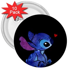 Stitch Love Cartoon Cute Space 3  Buttons (10 Pack)  by Bedest