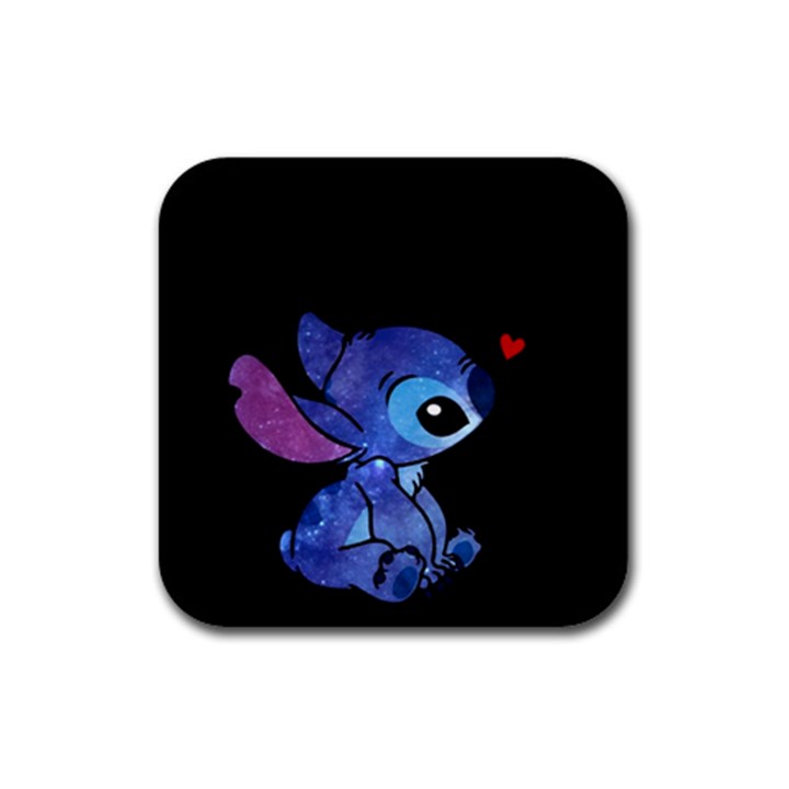 Stitch Love Cartoon Cute Space Rubber Square Coaster (4 pack)