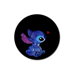 Stitch Love Cartoon Cute Space Rubber Coaster (round) by Bedest