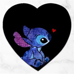 Stitch Love Cartoon Cute Space Jigsaw Puzzle (heart) by Bedest