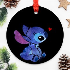 Stitch Love Cartoon Cute Space Round Ornament (two Sides) by Bedest