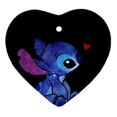 Stitch Love Cartoon Cute Space Heart Ornament (two Sides)