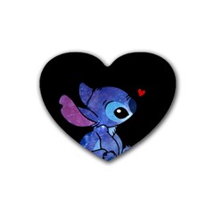 Stitch Love Cartoon Cute Space Rubber Coaster (heart) by Bedest