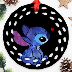 Stitch Love Cartoon Cute Space Round Filigree Ornament (two Sides) by Bedest