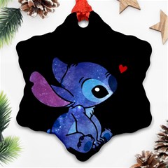 Stitch Love Cartoon Cute Space Snowflake Ornament (two Sides) by Bedest