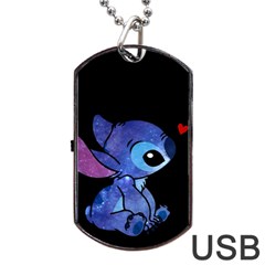 Stitch Love Cartoon Cute Space Dog Tag Usb Flash (one Side) by Bedest