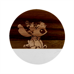 Stitch Love Cartoon Cute Space Marble Wood Coaster (round)