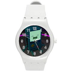 Bmo In Space  Adventure Time Beemo Cute Gameboy Round Plastic Sport Watch (m)