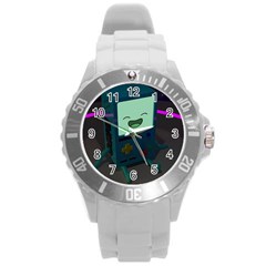 Bmo In Space  Adventure Time Beemo Cute Gameboy Round Plastic Sport Watch (l) by Bedest