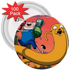 Finn And Jake Adventure Time Bmo Cartoon 3  Buttons (100 Pack)  by Bedest