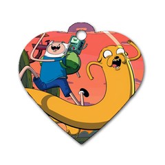 Finn And Jake Adventure Time Bmo Cartoon Dog Tag Heart (two Sides) by Bedest