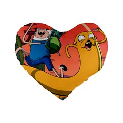 Finn And Jake Adventure Time Bmo Cartoon Standard 16  Premium Heart Shape Cushions by Bedest