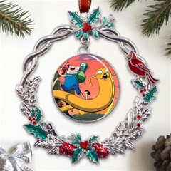 Finn And Jake Adventure Time Bmo Cartoon Metal X mas Wreath Holly Leaf Ornament by Bedest