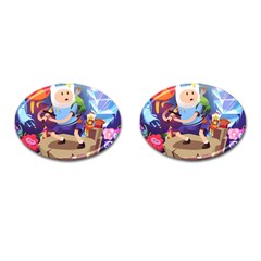 Cartoon Adventure Time Finn Princess Bubblegum Lumpy Space Cufflinks (oval) by Bedest