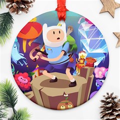 Cartoon Adventure Time Finn Princess Bubblegum Lumpy Space Round Ornament (two Sides) by Bedest