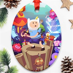 Cartoon Adventure Time Finn Princess Bubblegum Lumpy Space Oval Ornament (two Sides) by Bedest