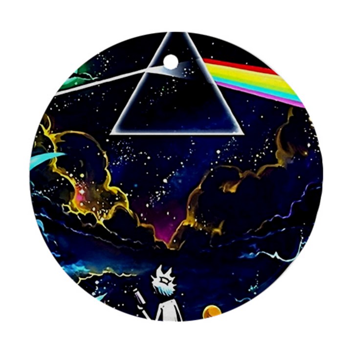 Trippy Kit Rick And Morty Galaxy Pink Floyd Ornament (Round)