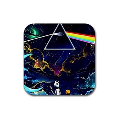 Trippy Kit Rick And Morty Galaxy Pink Floyd Rubber Coaster (square) by Bedest